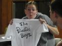 Colleen with The Priestie Boyz Tee Shirt